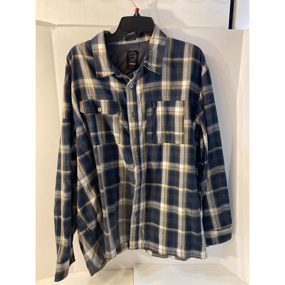 Wrangler ATG All Terrain Gear XXL Shirts Plaid rn#130273‎ Elbow Patch Ls